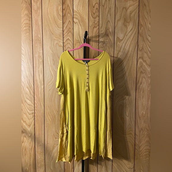DAVI & DANI Dresses & Skirts - DAVI & DANI Mustard Yellow Button Front Dress with Pockets